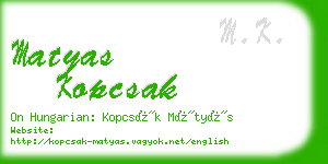 matyas kopcsak business card